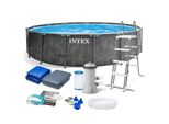 Intex 26742 Piscina Fuori Terra Rotonda Prism Frame Greywood 457X122 Cm