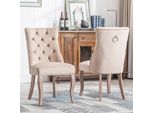 Flieks Sedia Da Pranzo Set Di 2, Sedie Da Cucina Con Schienale Alto E Gambe In Legno Massiccio, Sedia Da Soggiorno In Velluto Sedia Da Pranzo Imbottita, Beige