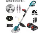 Tosaerba Elettrico, Motore Brushless, Larghezza Di Taglio Regolabile, Con Set Di 2 Batterie