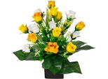 Kunstblume I.Ge.A. "Rosen-Arrangement Im Topf Aus Keramik Blumengesteck Dekoblumen", Gelb, B:30Cm H:38Cm L:30Cm, Polyester, Kunstpflanzen, Seidenblumen Kunstrosen Rosenstrauß Hochzeitsdeko Tischdeko