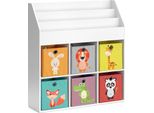 Vicco Libreria Bambini Luigi, 107.2 X 114.2 Cm Con 6 Scatole Pieghevoli Opt.1, Bianco