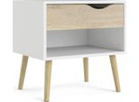 Comodino Napoli Con 1 Cassetto E 1 Ripiano Bianco, Rovere.