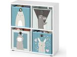 Vicco Libreria Bambini Tetra, 72.6 X 72 Cm Con 4 Scatole Pieghevoli, Bianco/Bianco