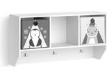 Vicco Scaffale A Muro Per Bambini Luigi, 107 X 56 Cm Con 2 Scatole Pieghevoli Opt.1, Bianco