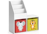Vicco Libreria Bambini Luigi, 72 X 79 Cm Mini, Con 2 Scatole Pieghevoli Opt.2, Bianco