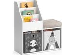 Vicco Libreria Bambini Luigi, 72 X 79 Cm Mini, Con 2 Scatole Pieghevoli Opt.5, Bianco