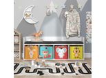 Vicco Scaffale Per Bambini Luigi, 142 X 53 Cm Con 4 Scatole Pieghevoli Opt.1, Bianco