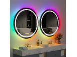Wisfor Specchio Da Bagno A Led Rotondo, Specchio Da Parete A Led Da 80 Cm Specchio Da Bagno Con Illuminazione, 8 Modalità Di Luce 2800-6500K Dimmerabile Specchio Luminoso Antiappannamento Con Interruttore A Sfioramento IP65