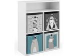 Vicco Libreria Bambini , 72 X 90.2 Cm Con 4 Scatole Pieghevoli, Bianco/Grigio