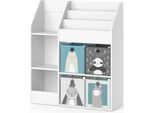 Vicco Libreria Bambini Luigi, 100.4 X 114.2 Cm Con 4 Scatole Pieghevoli (Grigie), Bianco