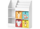 Vicco Libreria Bambini Luigi, 100.4 X 114.2 Cm Con 4 Scatole Pieghevoli (Colorate), Bianco