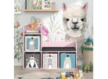 Vicco Libreria Bambini Luigi, 107.2 X 88.6 Cm Con 2 Scatole Pieghevoli (Grigio), Rosa