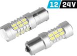 Vision P21W Ba15S 12/24V 27X 5730 Smd Led, Con Lente, Canbus, Bianco, 2 Unità