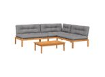 Vidaxl Set Di Divani Da Giardino A 4 Pezzi In Pallet Con Cuscini In Legno D'acacia