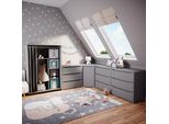 Vicco Armadio Multifunzione Doros, 100 X 146.6 Cm Con Box Pieghevole, Grigio