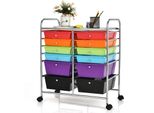 Carrello Costway Con 12 Cassetti Impilabili, Carrello A Cassetti Con Struttura In Metallo E Ripiano, Carrello Da Bagno Carrello Di Stoccaggio Per Ufficio, Soggiorno (Colorato)