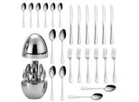 Set Di Posate In Acciaio Inox Da 24 Pezzi Con Supporto Per Posate, Cucchiaio, Forchetta, Coltello E Cucchiaino