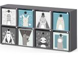 Vicco Libreria Bambini Scutum, 143 X 72.6 Cm Con 8 Scatole Pieghevoli, Grigio