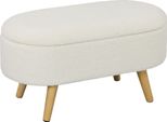 Homcom Panca Con Vano Portaoggetti, Panca Imbottita Con Coperchio, Panca Letto Con Aspetto Di Velluto Orsetto, Per Corridoio Camera Da Letto Soggiorno, Struttura In Legno 82 X 41 X 45 Cm Bianco