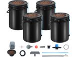 Succebuy Sistema Di Coltivazione Idroponica Dwc, Setup Idroponico Avanzato Con Kit Di Gocciolamento Superiore, 5 Galloni (4 Secchi), Pompa Ad Aria, Pietre E Indicatore Del Livello Dell'acqua Per Verdure A Foglia