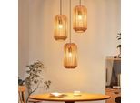 Zmh Lampada A Sospensione Boho Lampada A Sospensione In Rattan Lampada A Sospensione Regolabile In Altezza Lampada A Sospensione Sala Da Pranzo 3 Fiamme Lampada Da Soggiorno Con Attacco E27