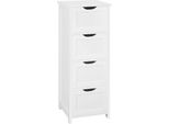 Mobile Da Bagno - Mobile A Cassetti Con 4 Cassetti - Mdf - 28 X 30 X 82 Cm - Stile Classico - Da Montare - Bianco