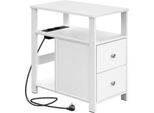 Comodino - Tavolo Rettangolare In Legno - 60 X 60 X 30 Cm - Con Vano Portaoggetti - Minimalista Moderno - Bianco