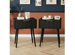 Fch Set Di 2 Comodini Con Cassetto, Intaglio, Tavolino Per Camera Da Letto, 48 X 30 X 60 Cm, Nero