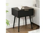 Fch Comodino Con Cassetto, Intaglio, Tavolino Per Camera Da Letto, 48 X 30 X 60 Cm, Nero