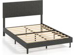 Letto Imbottito Costway Con Rete A Doghe, Struttura Del Letto Con Testata Regolabile In Altezza E Altezza 30 Cm, Struttura Del Letto Senza Materasso, In Velluto Grigio 140 X 200 Cm