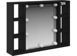 Syfax™ Mobiletto Per Specchio Con Specchio Rovere Nero 76 X 15 X 55 Cm