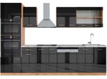 Vicco Cucina Componibile R-Line, 300 Cm Con Armadio Alto, Pt Marmo, Antracite Lucido/Oro Power Oak