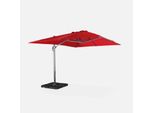 Ombrellone Decentrato Rettangolare 3X4M + Base 50X50Cm, Rosso