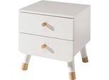Comodino Billy Con 2 Cassetti, Laccato Bianco Satinato