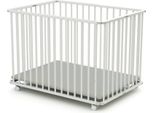 Webaby - Box Bambini Pieghevole Legno Con Ruote - Bianco - 70 X 100 Cm