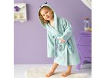 Milk&Moo Sangaloz Accappatoio In Velluto Per Bambini Con Cappuccio, Vestaglia In Velluto Extra Morbido E Leggero, Per Bambine E Bambini, Struttura Resistente, Blu, 2-4 Anni