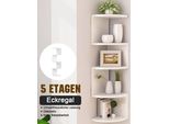 Libreria 5 Livelli Scaffale D'angolo 86CM Scaffale In Legno Massiccio Decorativo Soluzione Di Archiviazione Bianco
