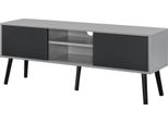 In And Outdoormatch Armadio Delta Odalys - 120 X 29,5 X 46,5 Cm - Grigio Chiaro E Nero - Truciolato E Legno - Design Elegante