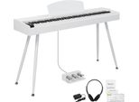 Fch Pianoforte Elettrico 88 Tasti Pesati, Pianoforte Elettrico Digitale Con Supporto, Triplo Pedale, USB-MIDI E Cuffie, Bianco