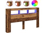 Testiera Vidaxl Led Effetto Legno Vecchio 180X18,5X103,5 Cm Materiale A Base Di Legno
