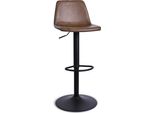 Sgabello Da Bar Regolabile Tommy - Altezza Seduta 58-80Cm - Pelle Finta Marrone