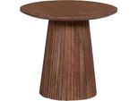 Tavolino Rotondo Miguel 50Cm Marrone Chiaro | Legno Massiccio Di Mango | H46 X L50 X P50Cm
