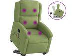 Vidaxl Poltrona Per Massaggi Con Ausilio Per L'assistenza In Piedi Velluto Verde Chiaro