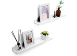 Set Di 2 Mensole Sospese, Bianco Lucido 60 X 10 Cm