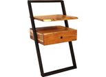 Comodino Loku 45Cm, 1 Cassetto - Legno Massiccio Acacia/Metallo