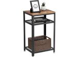 Tavolino Bill 35X45 2 Ripiani - Rustico Marrone/Nero