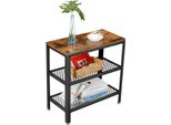 Tavolino Bill 60X30 2 Ripiani - Marrone Rustico/Nero