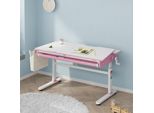 Scrivania Per Bambini 'Kuosa' Regolabile In Altezza Con Cassetto E Borsa Acciaio 120 X 60 Cm Rosa / Bianco