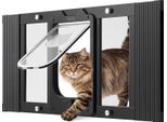 Porta Per Gatti Con Gattaiola Vevor Adattabile Alla Larghezza Delle Finestre (686-813 Mm), Porta Per Animali Domestici Resistente Alle Intemperie Con 4 Modalità Di Chiusura Sicura E Telaio In Alluminio, Vetro Altamente Trasparente E Serratura Magnetica, Nero