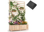 Fioriera Costway Con Traliccio, Fioriera Per Piante Rampicanti, Letto Rialzato Con Traliccio, Rivestimento E Drenaggio, Fioriera In Legno, 90X35X150Cm Natura